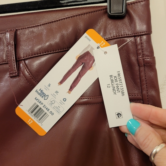 JOIE Limited Edition Faux Leather Pants NWT sz 12 Burgundy - Picture 6 of 8